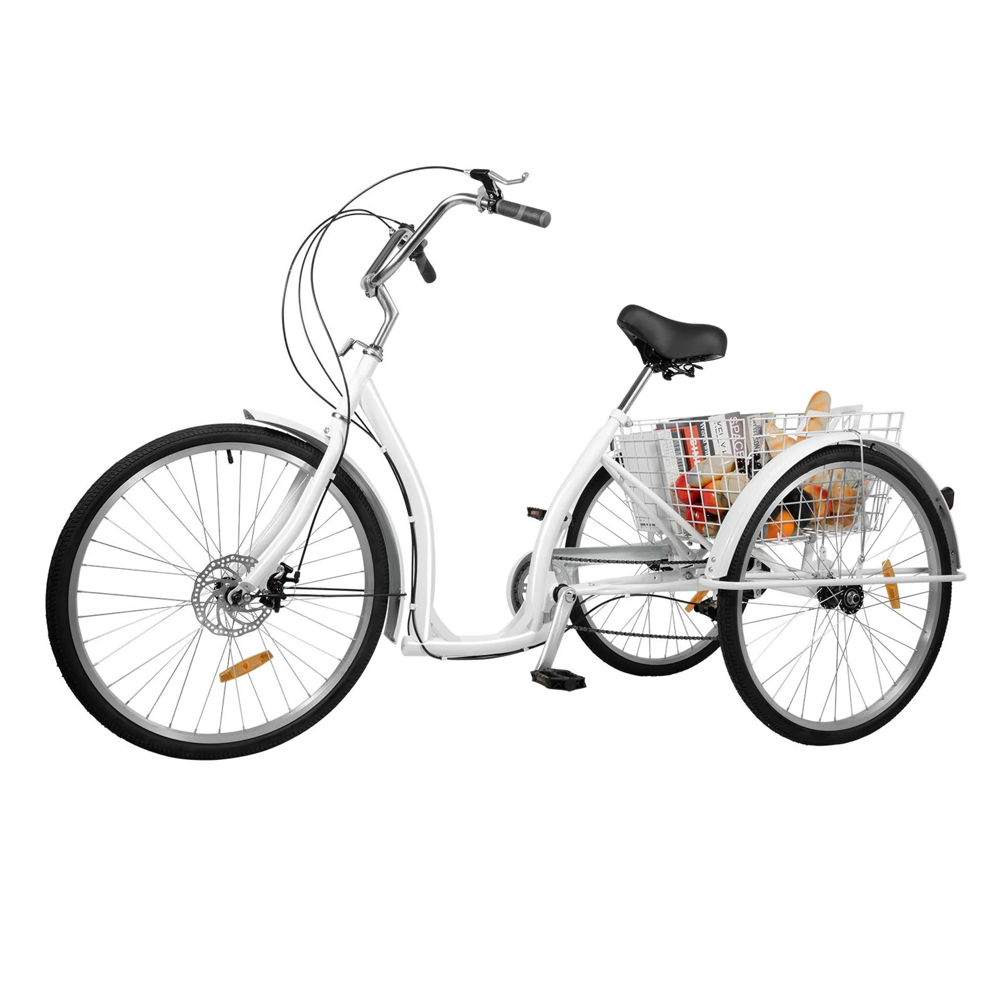 26-Zoll-Dreirad für Erwachsene, weiß, 6-Gang, 3-rädrig – Bild 2