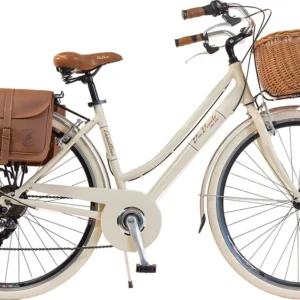 Veneto von Canellini RETRÒ Damen-Aluminiumtasche mit Packtaschen und Korb – Beige 46