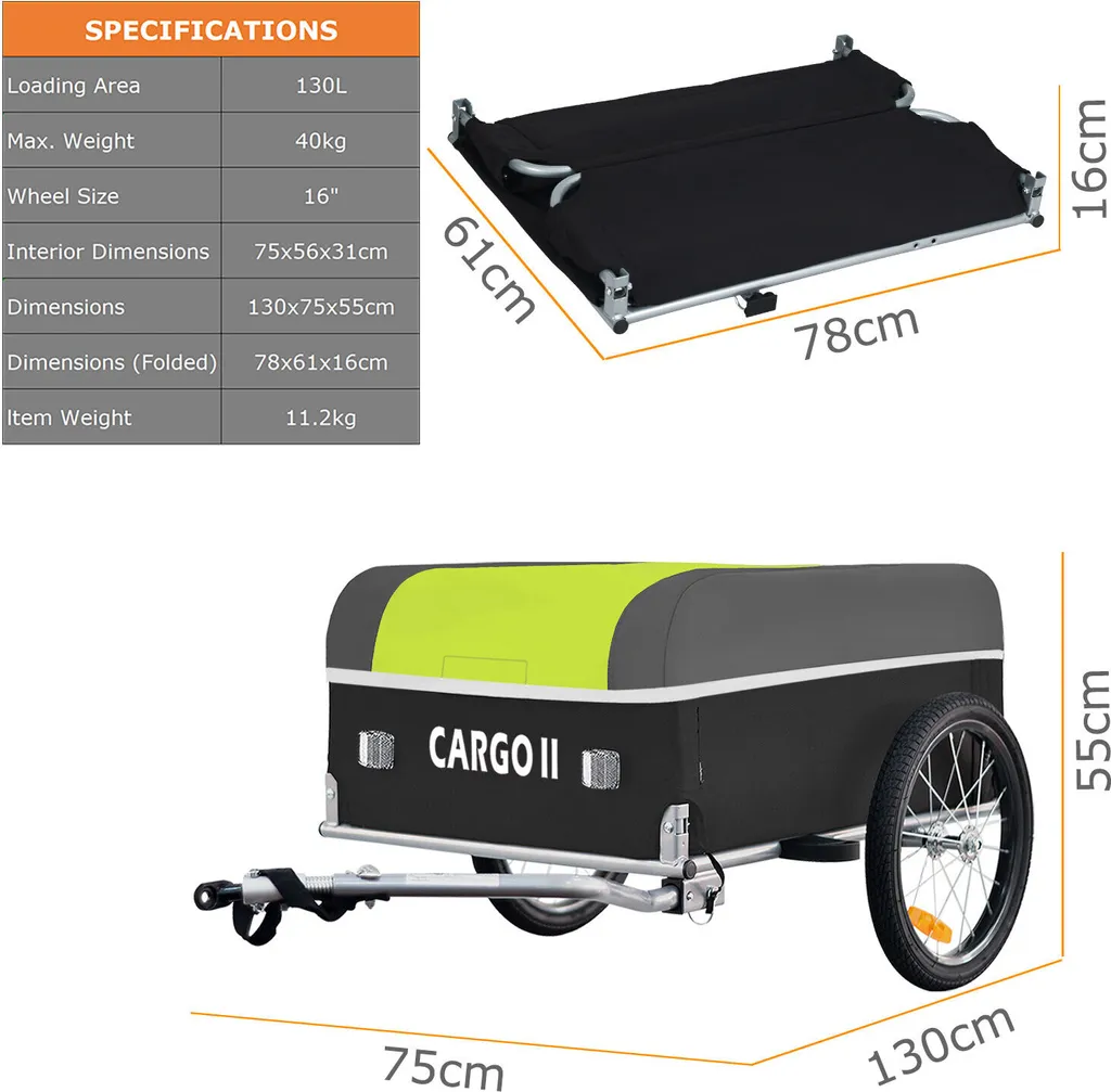 Tiggo VS Cargo II Fahrradanhänger mit 130 Litern Fassungsvermögen, faltbar – Bild 2