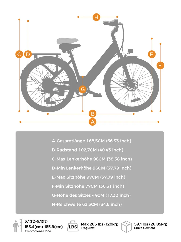 HillMiles E Bike, City E-Bike & E-Hollandrad mit 36V 13Ah Akku bis zu 80-100km, SHIMANO 7-Gang, 250W Motor&25km/h, MileCity1 – Bild 7